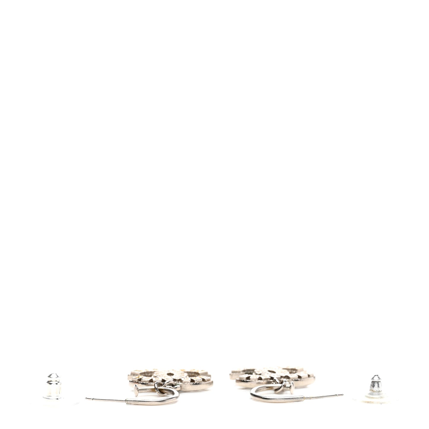 Crystal CC Drop Earrings Silver