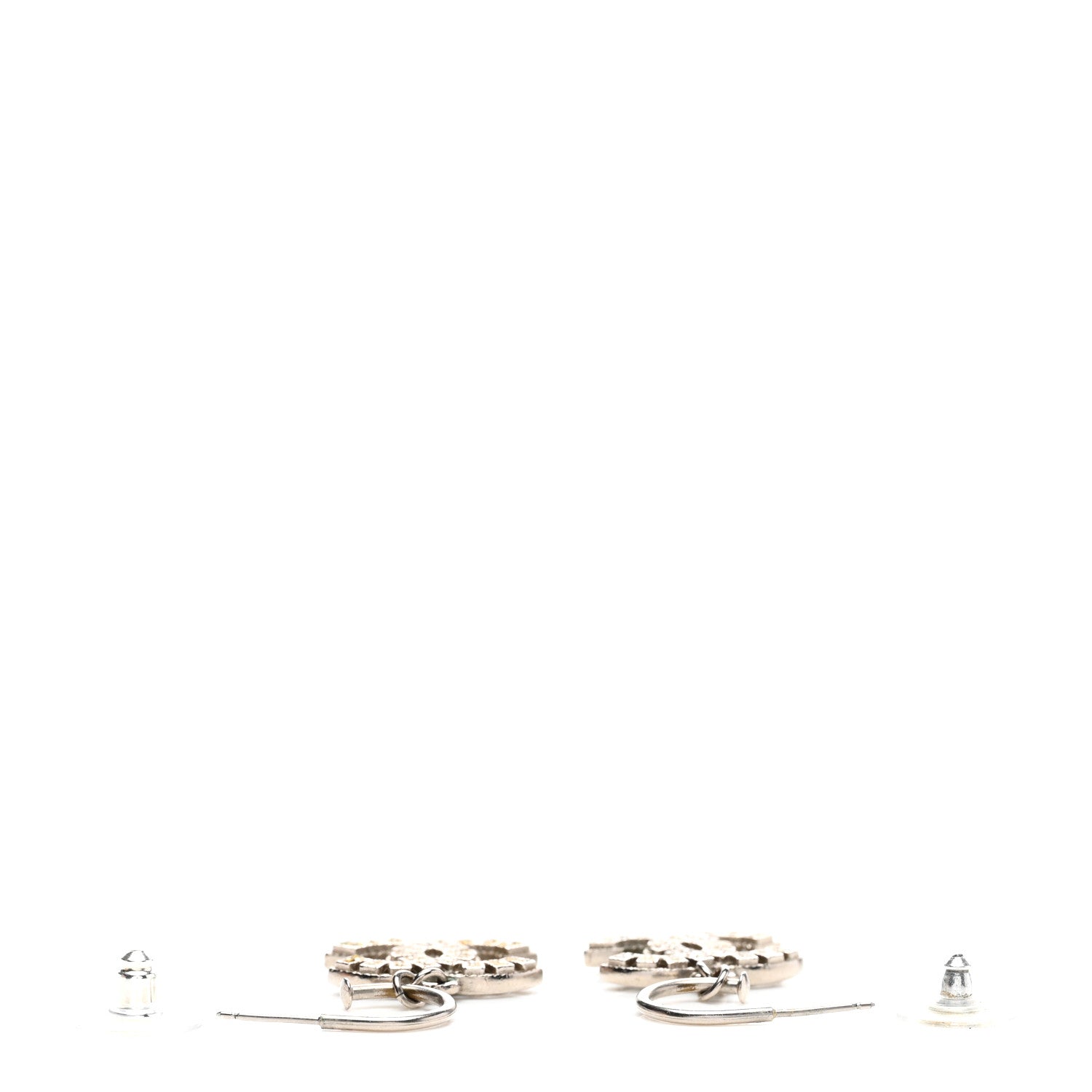 Chanel Crystal CC Drop Earrings Silver 3 of 4