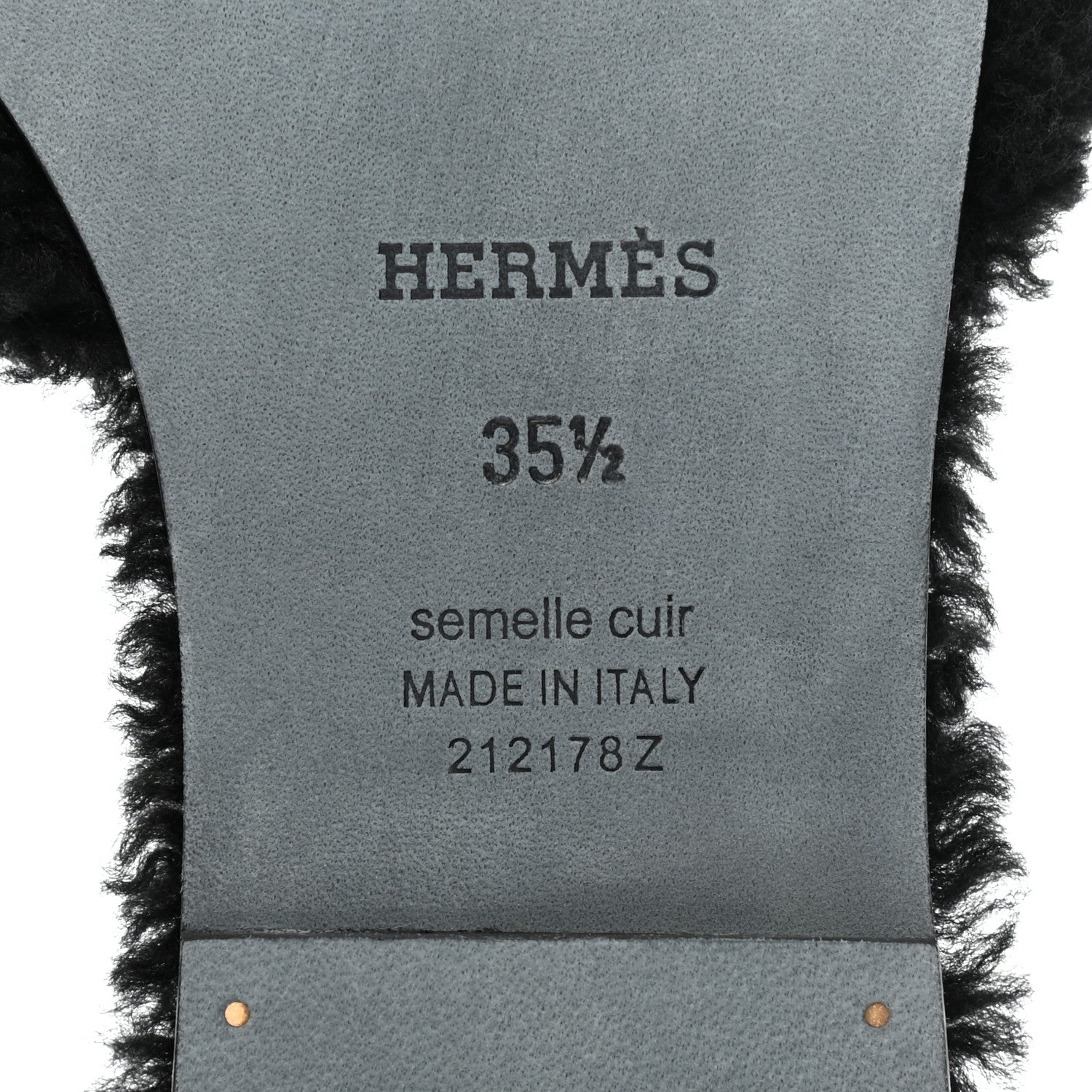 Hermes Woolskin Oran Sandals 35.5 Black 6 of 7