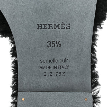 Hermes Woolskin Oran Sandals 35.5 Black 6 of 7