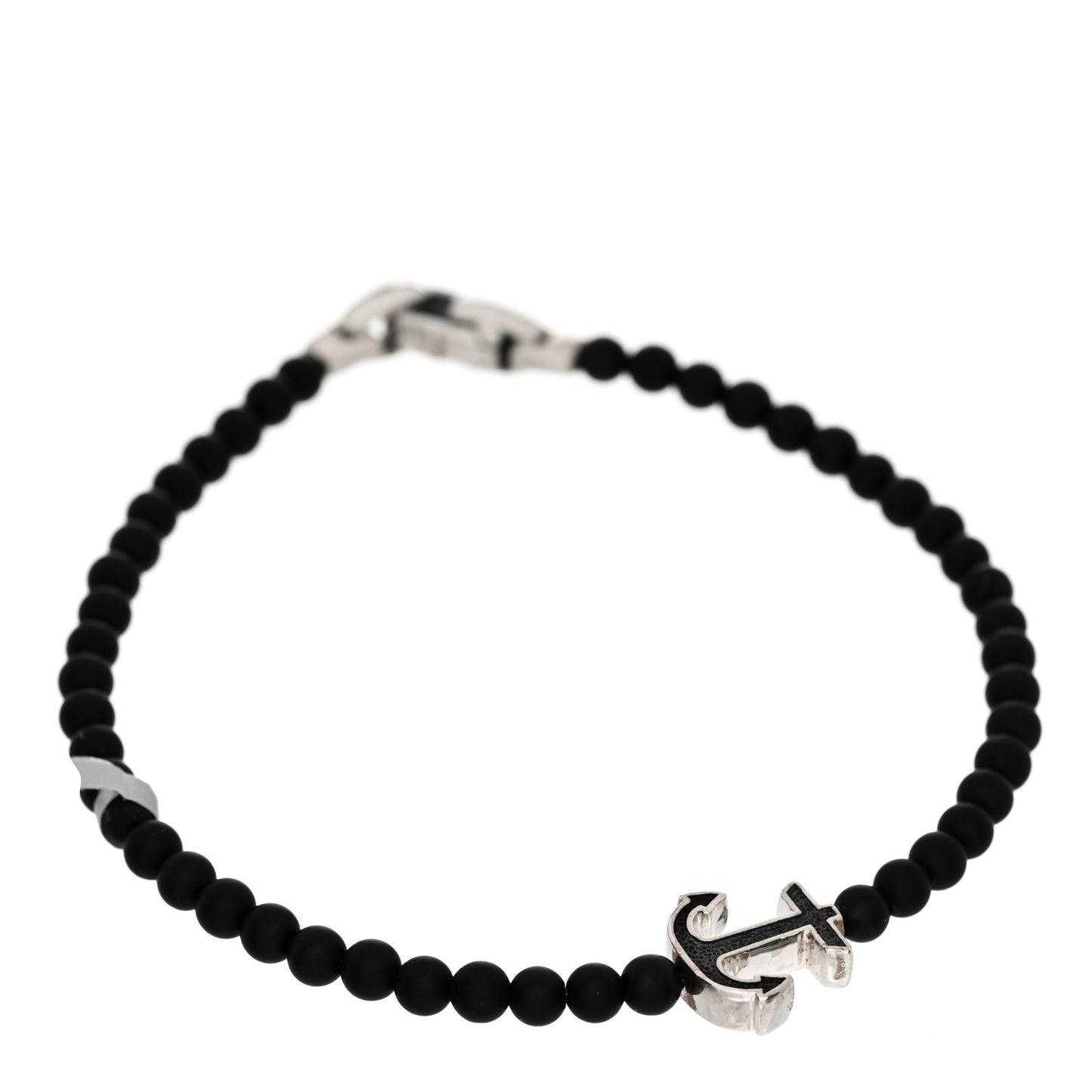 Sterling Silver Black Onyx Spiritual Beads Anchor Bracelet