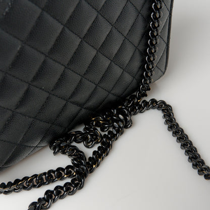Saint Laurent Grain De Poudre Textured Mixed Matelasse Triquilt Medium Monogram Monochrome Satchel Black 13 of 15
