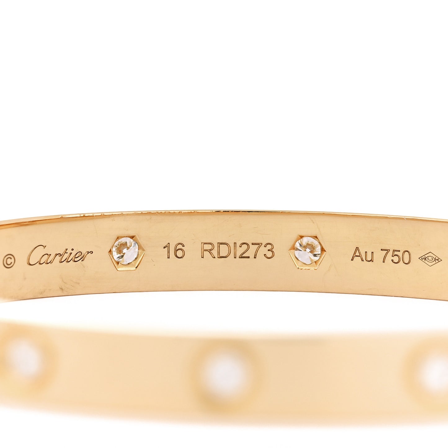 18K Yellow Gold 10 Diamond LOVE Bracelet 16