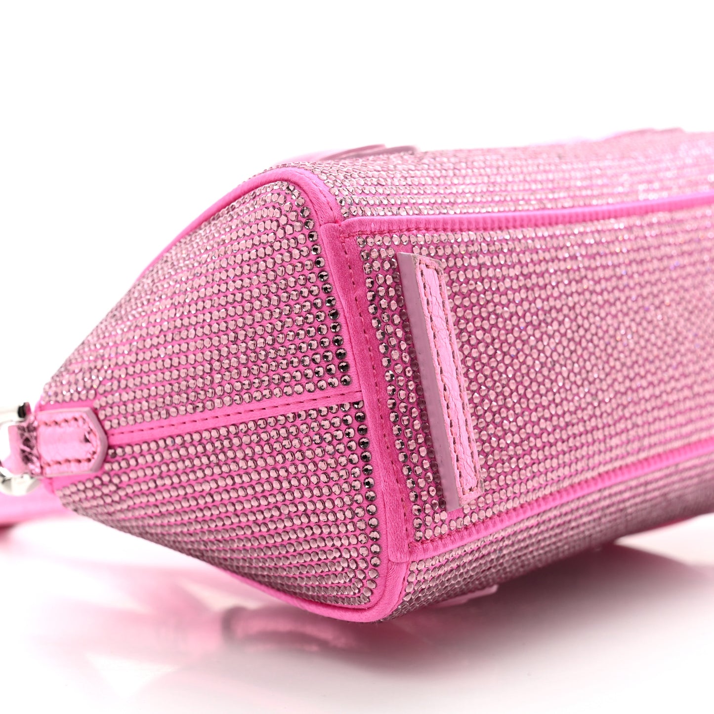 Lambskin Satin Strass Mini Antigona Stretch Neon Pink