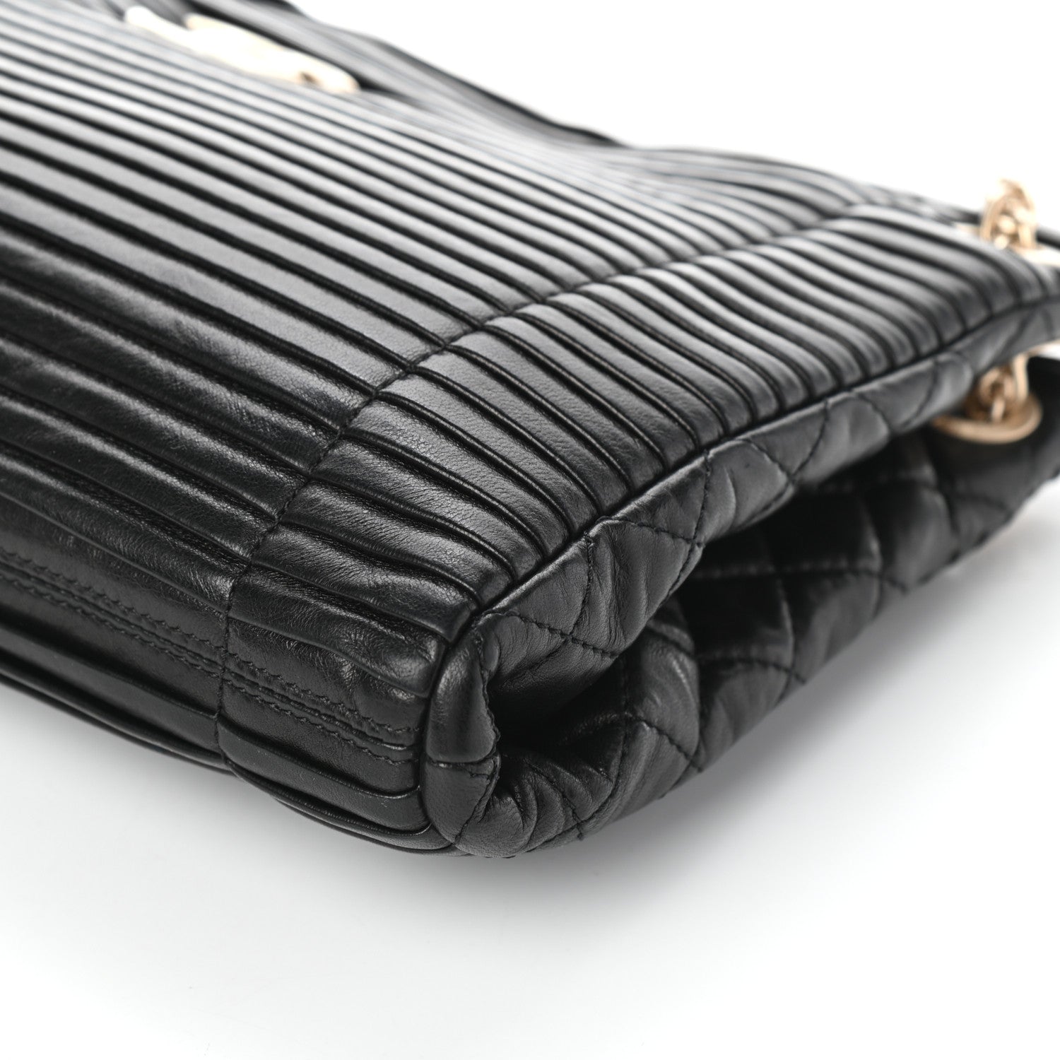 Chanel Lambskin Pleated Shoulder Bag Black 10 of 10