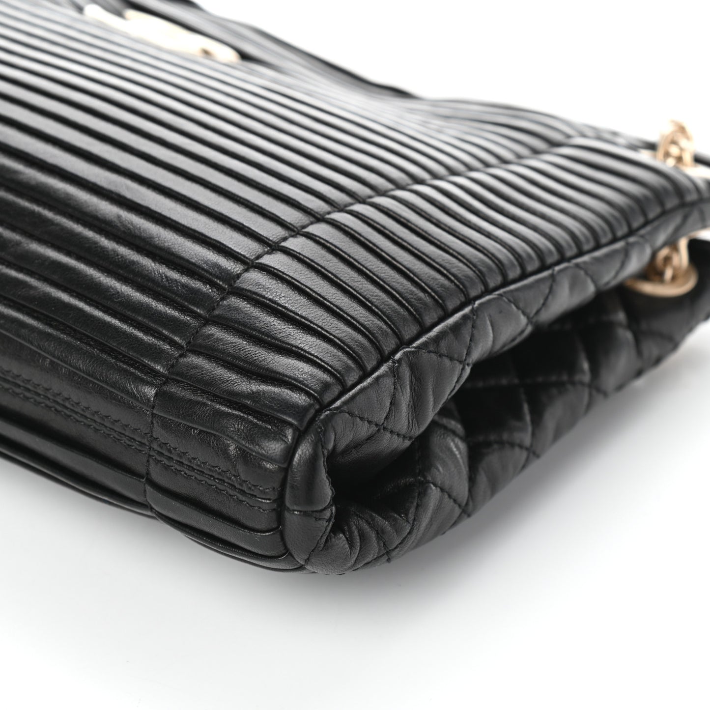 Lambskin Pleated Shoulder Bag Black
