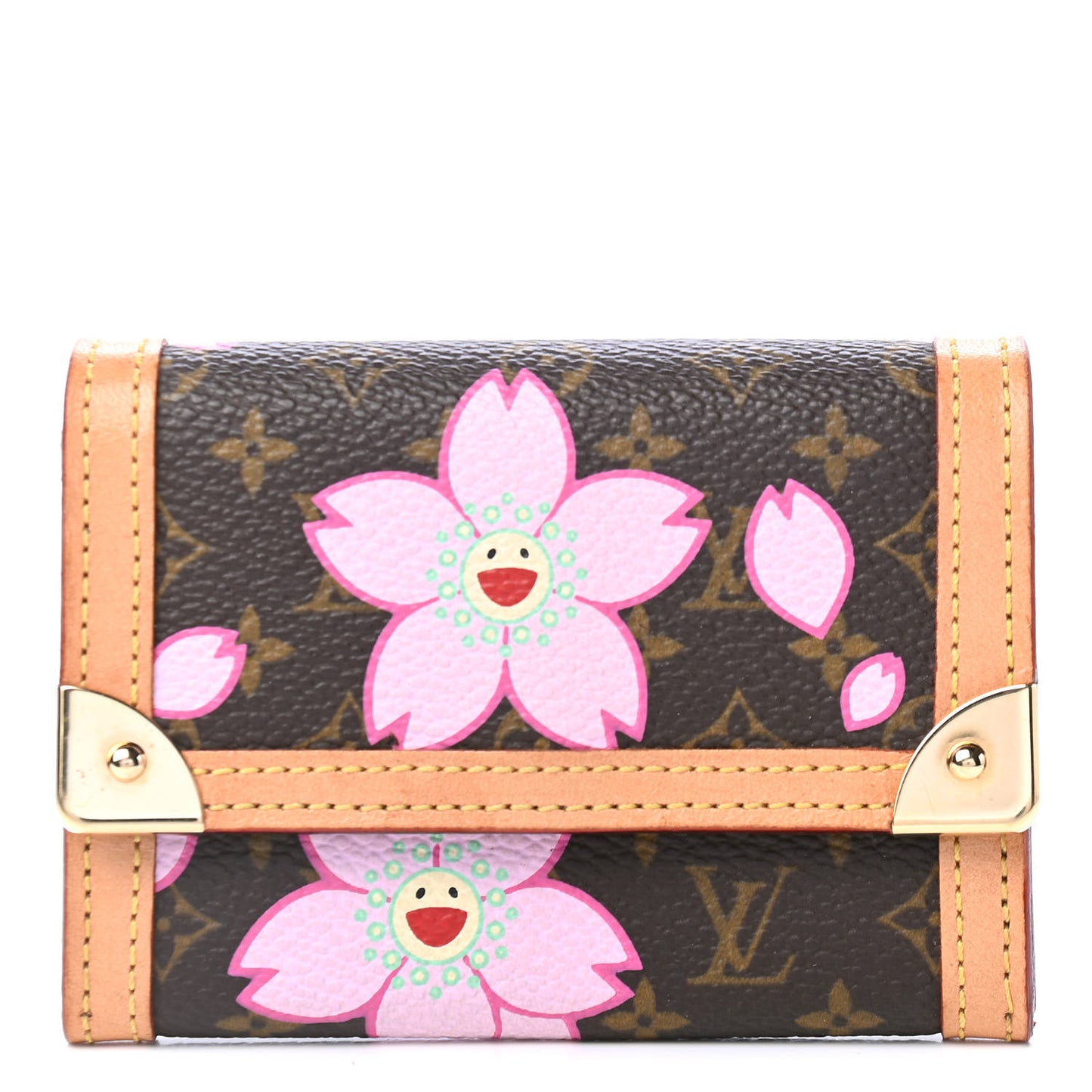 Monogram Cherry Blossom Porte-Monnaie Plat Coin Purse Brown