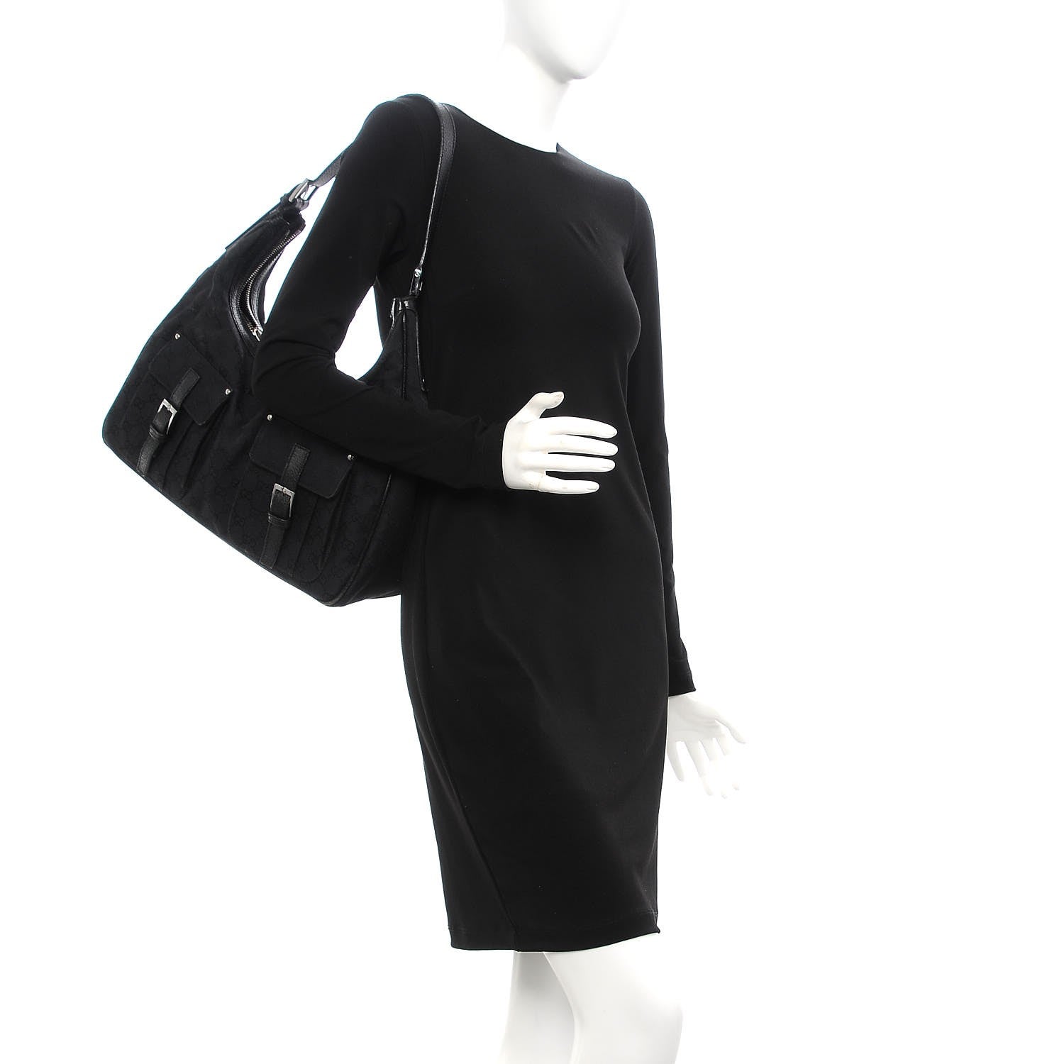 Gucci Monogram Front Pocket Hobo Black 2 of 14