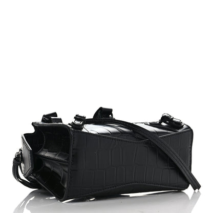 Balenciaga Semi Shiny Calfskin Crocodile Embossed Neo Classic Black Hardware Nano City Crossbody Black 4 of 8