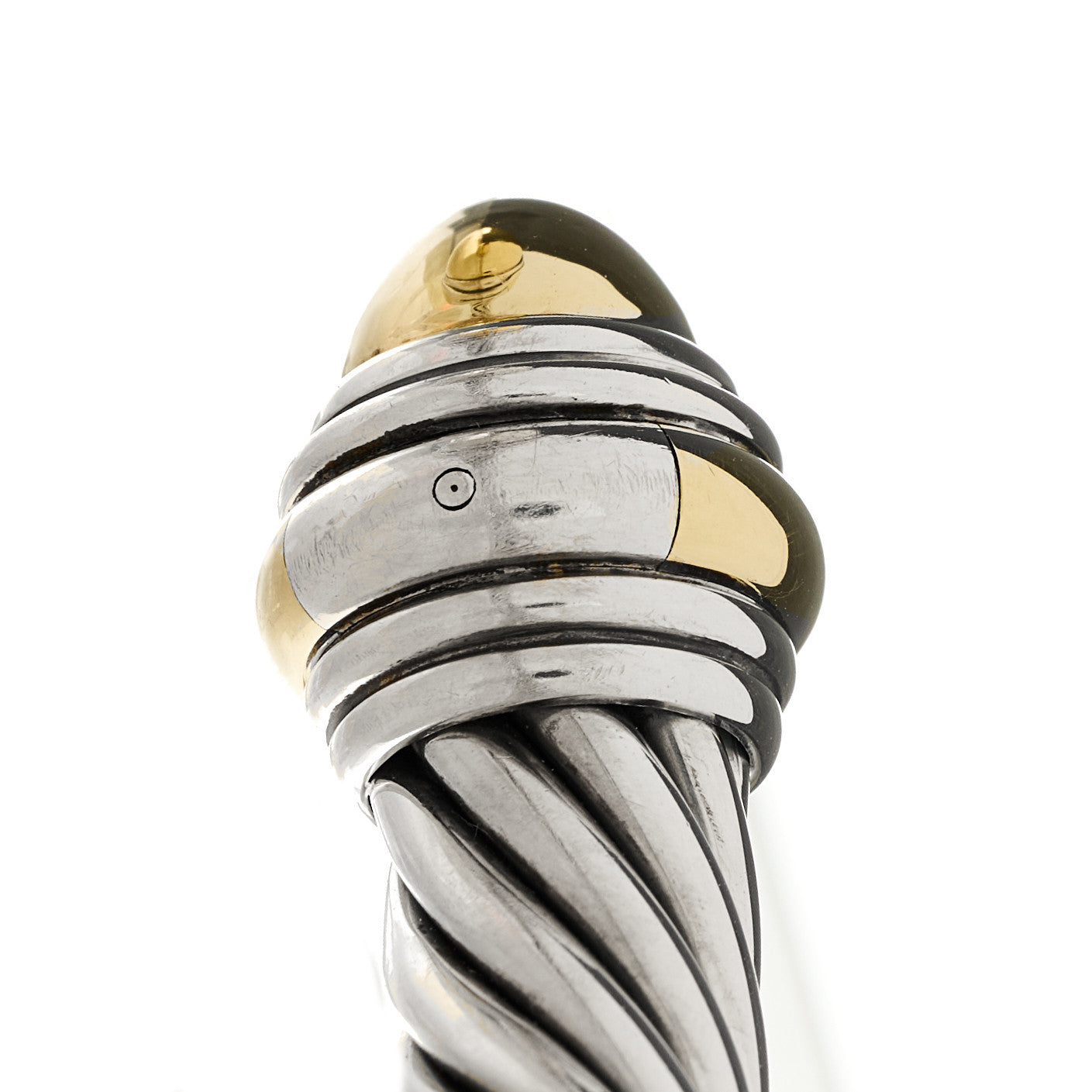 David Yurman Sterling Silver 14K Yellow Gold 10mm Cable Classics Hinged Bracelet 3 of 4