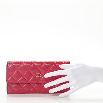 Chanel Patent Quilted Large Flap Wallet Pink 2 of 12
