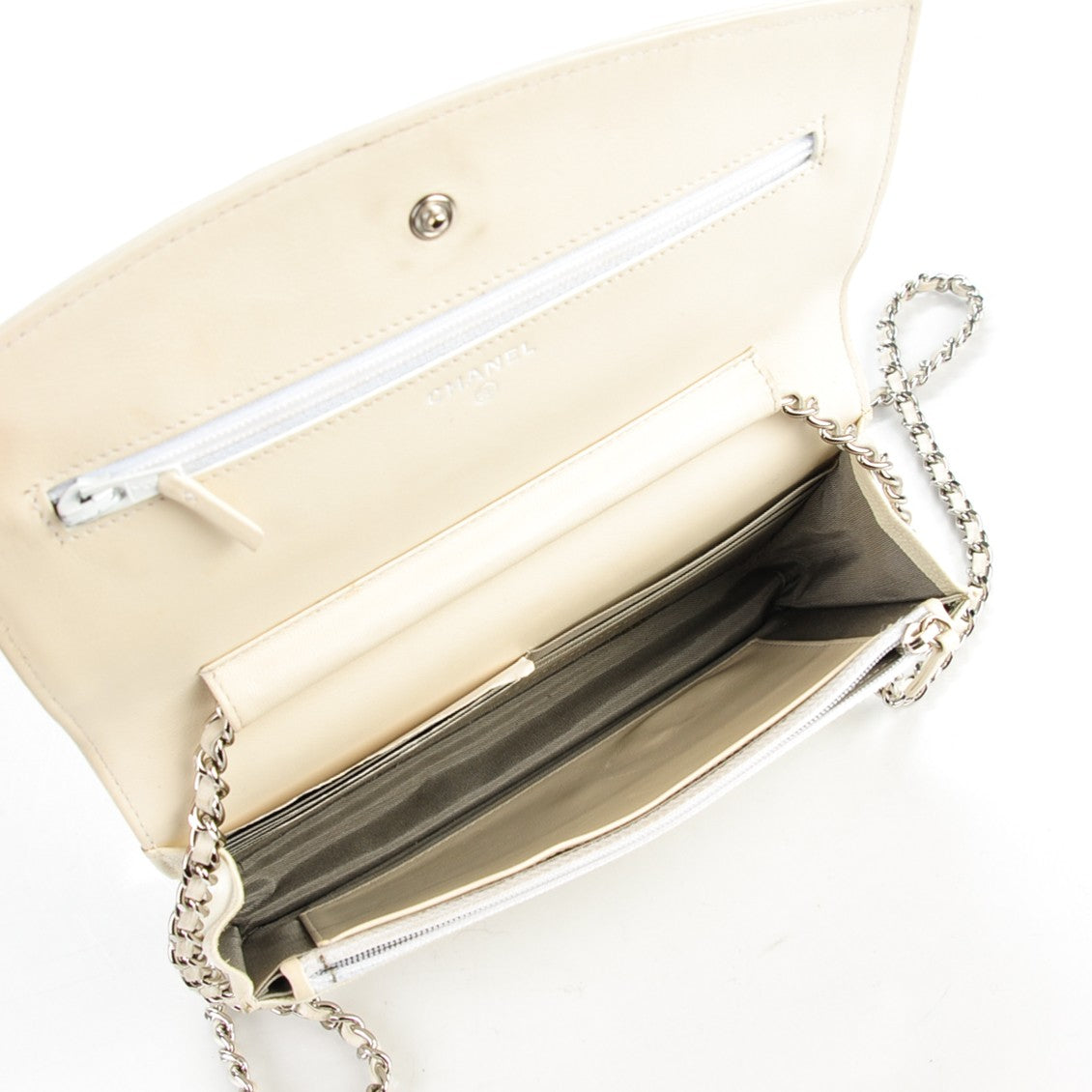 Chanel Caviar Sevruga Wallet On Chain WOC White 5 of 8