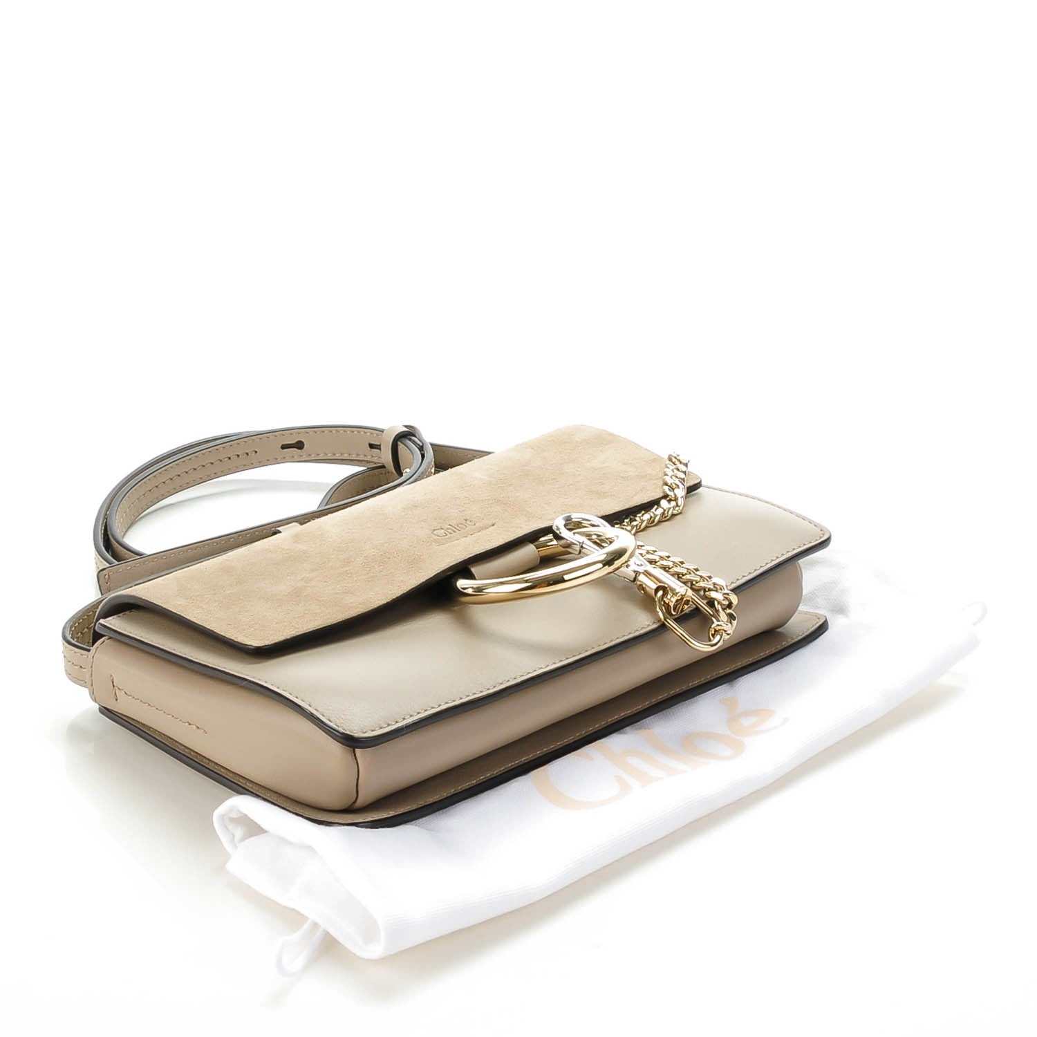 Chloe Suede Calfskin Small Faye Shoulder Bag Motty Grey 4 of 8