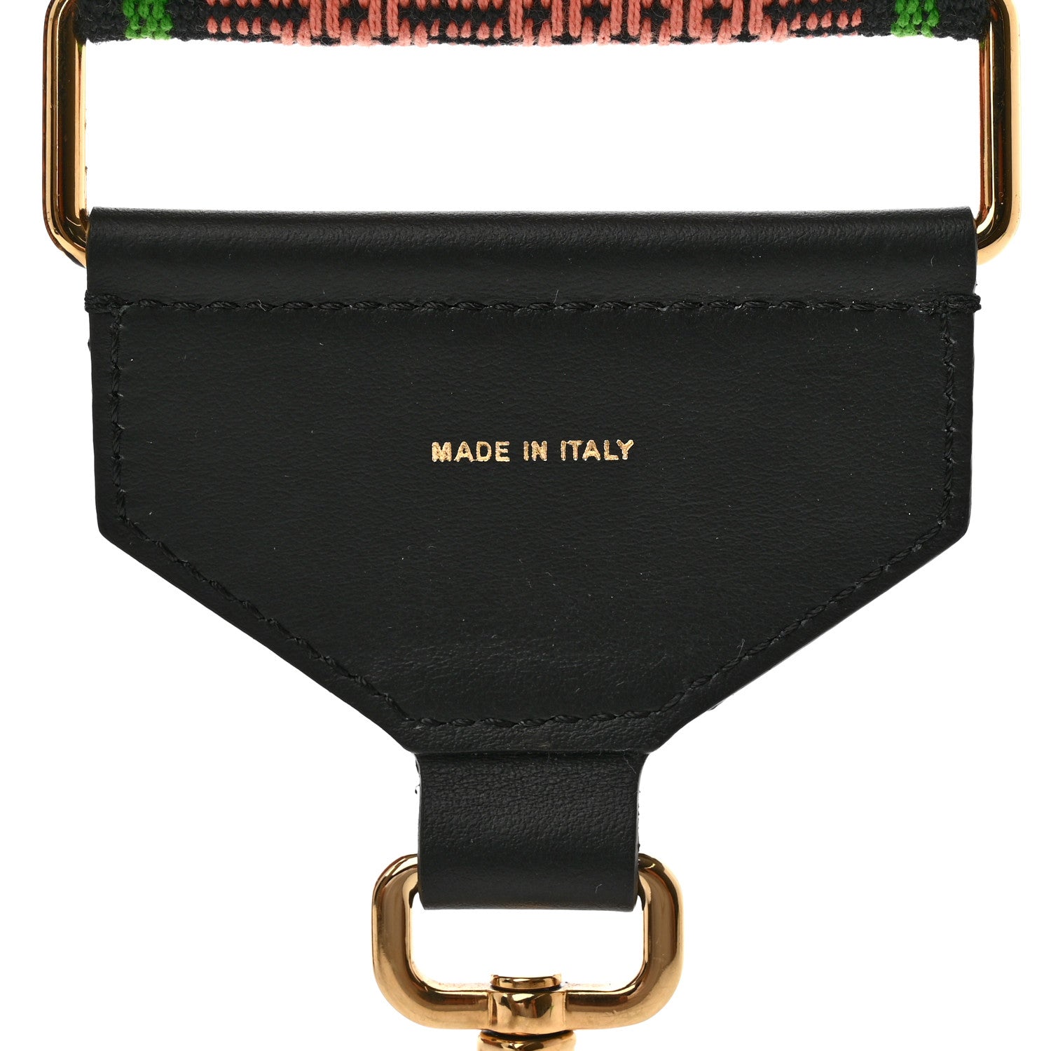 Fendi Cannete Ribbon Poly Vitello Century Logo Adjustable Strap You Coral Green 3 of 5