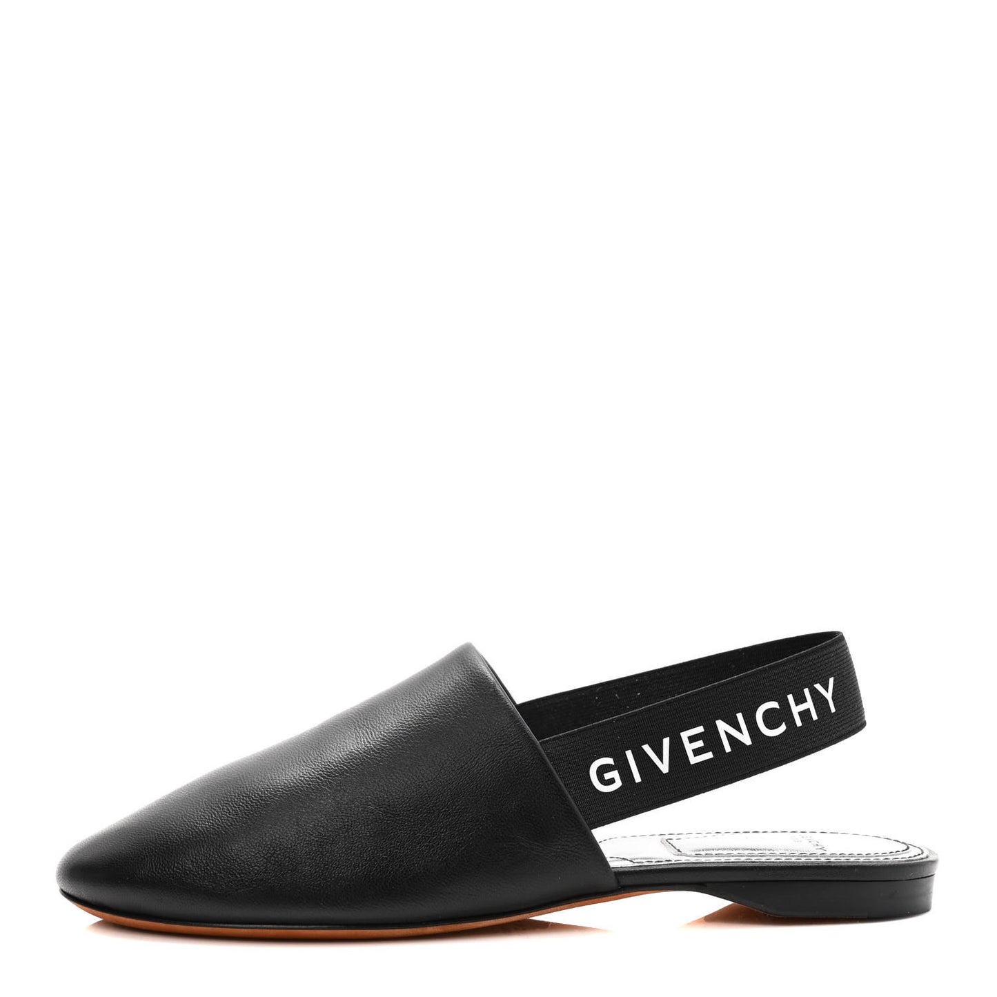 Nappa Rivington Logo Slingback Flat 35 Black Silver