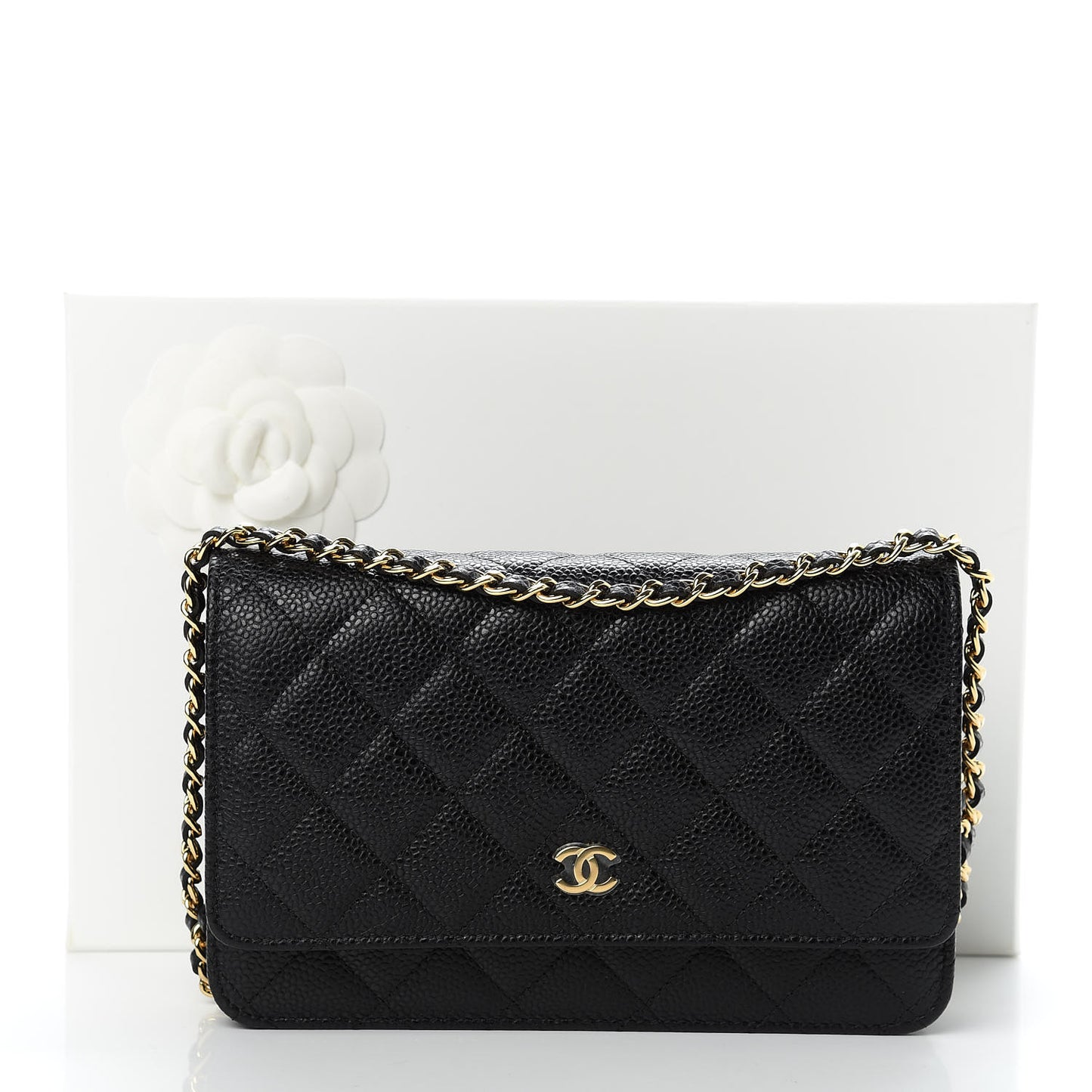 Caviar Quilted Wallet On Chain WOC Black