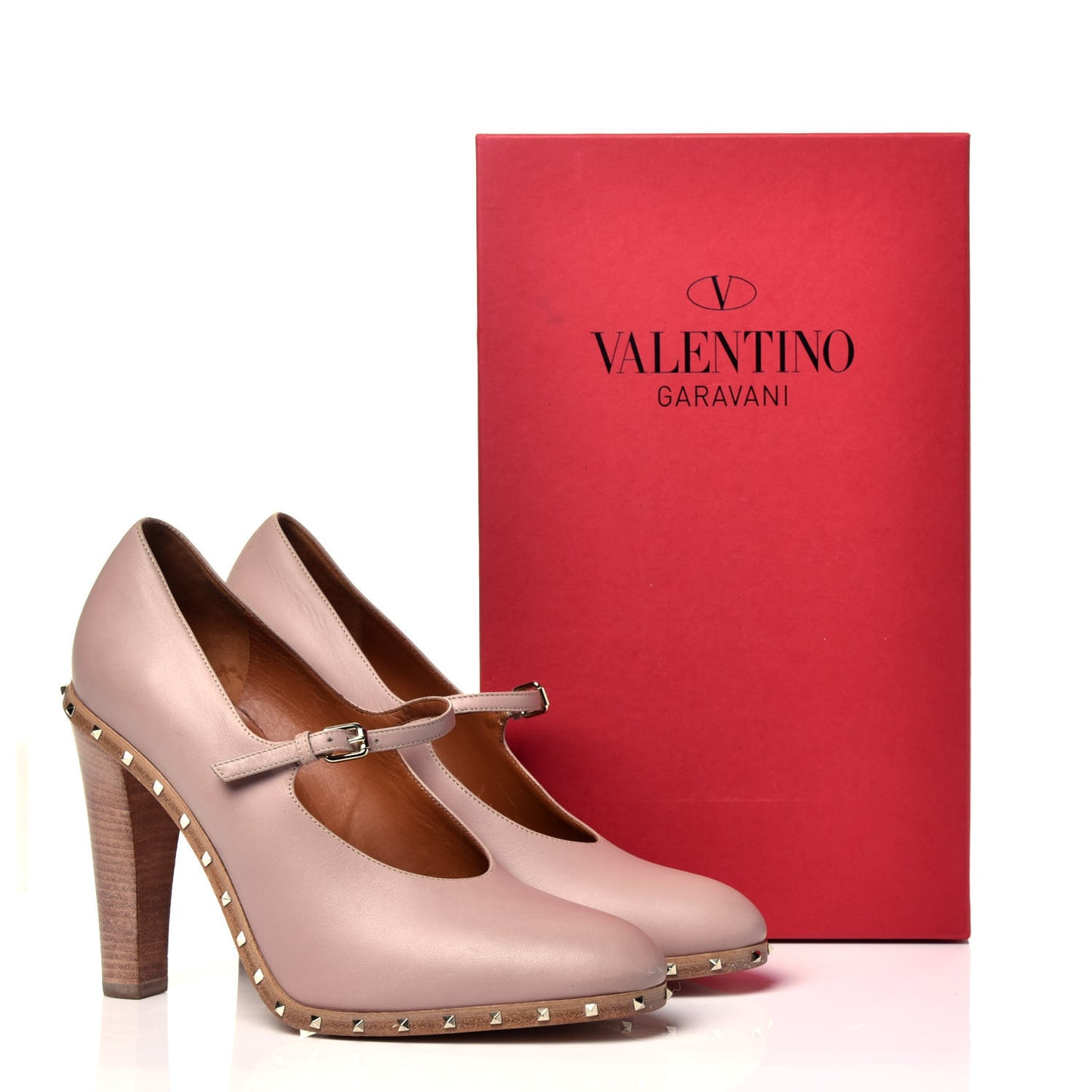 Calfskin Soul Rockstud Mary Jane 110mm Pumps 38.5 Poudre
