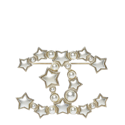 Chanel Star Resin Pearl Large CC Brooch Gold 1 of 6