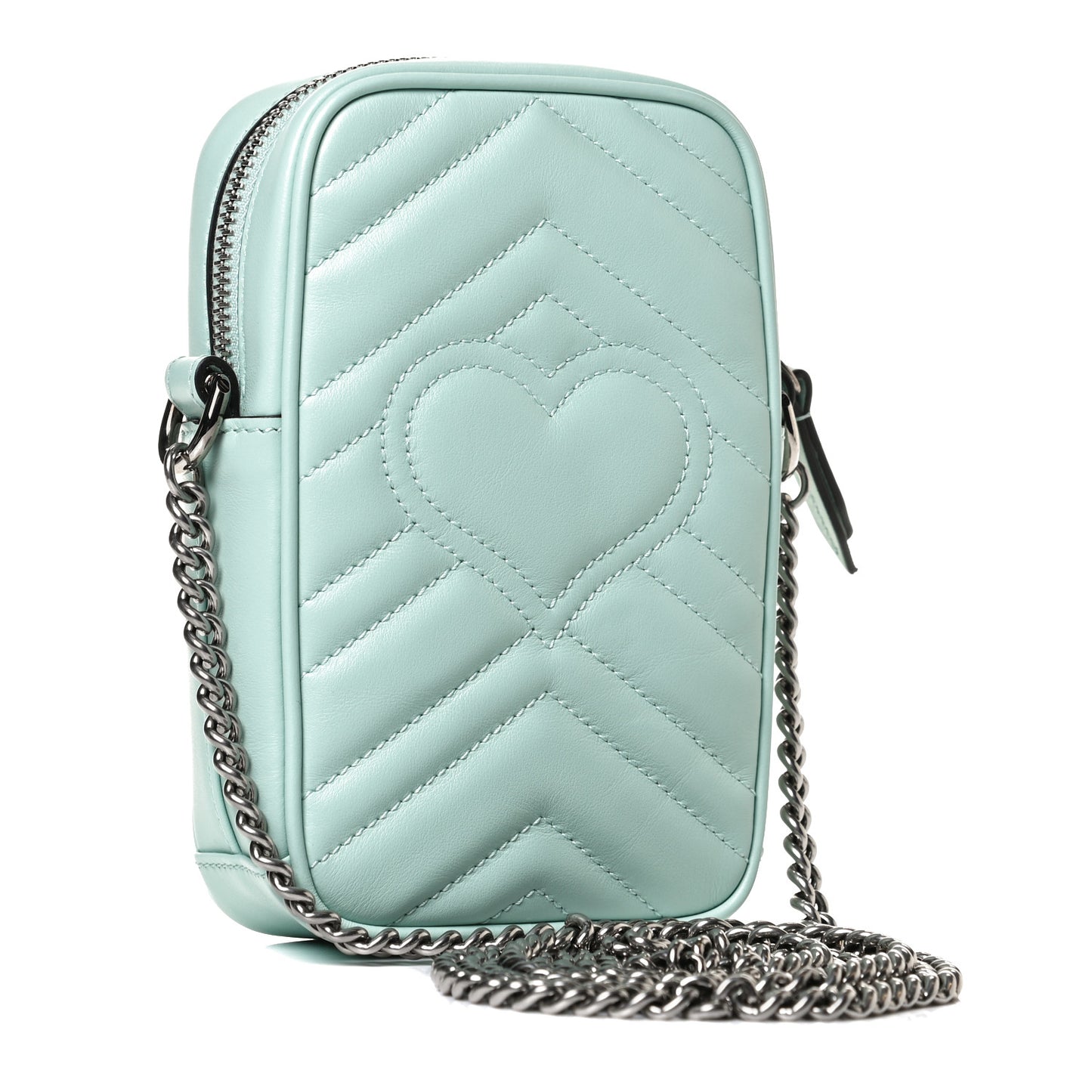 Calfskin Matelasse Mini GG Marmont Crossbody Bag Water Green