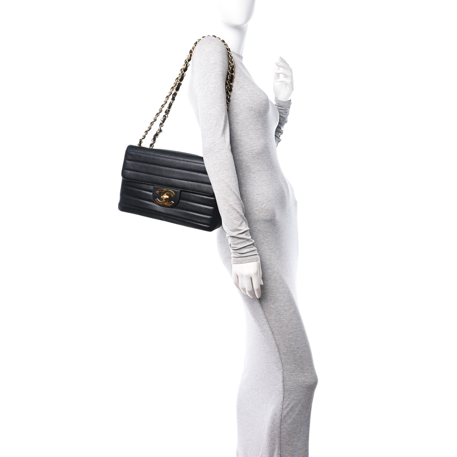 Chanel Caviar Horizontal Quilted Jumbo Single Flap Black 2 of 10