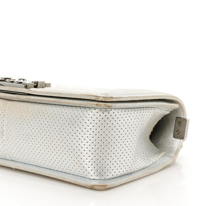 Chanel Metallic Perforated Lambskin Quilted Medium Boy Flap Argent 10 of 12