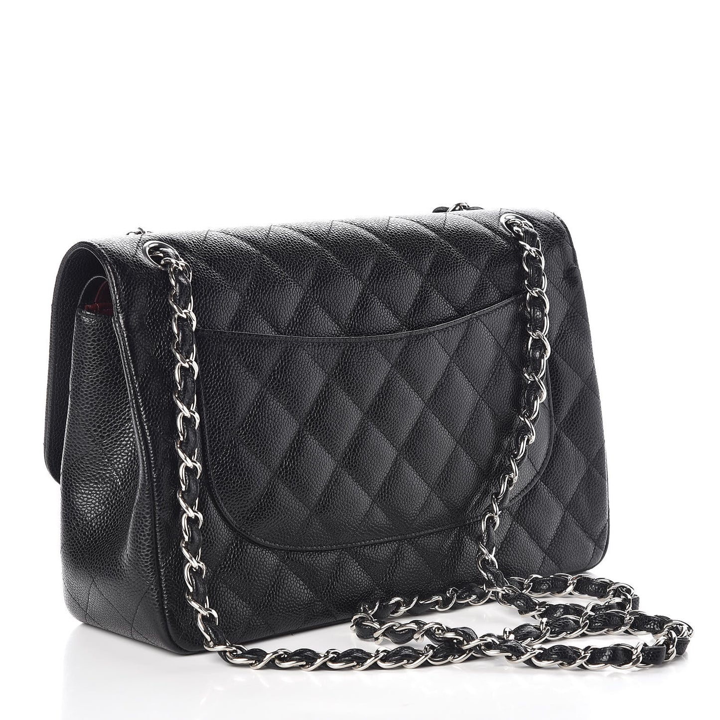 Caviar Quilted Jumbo Double Flap Black