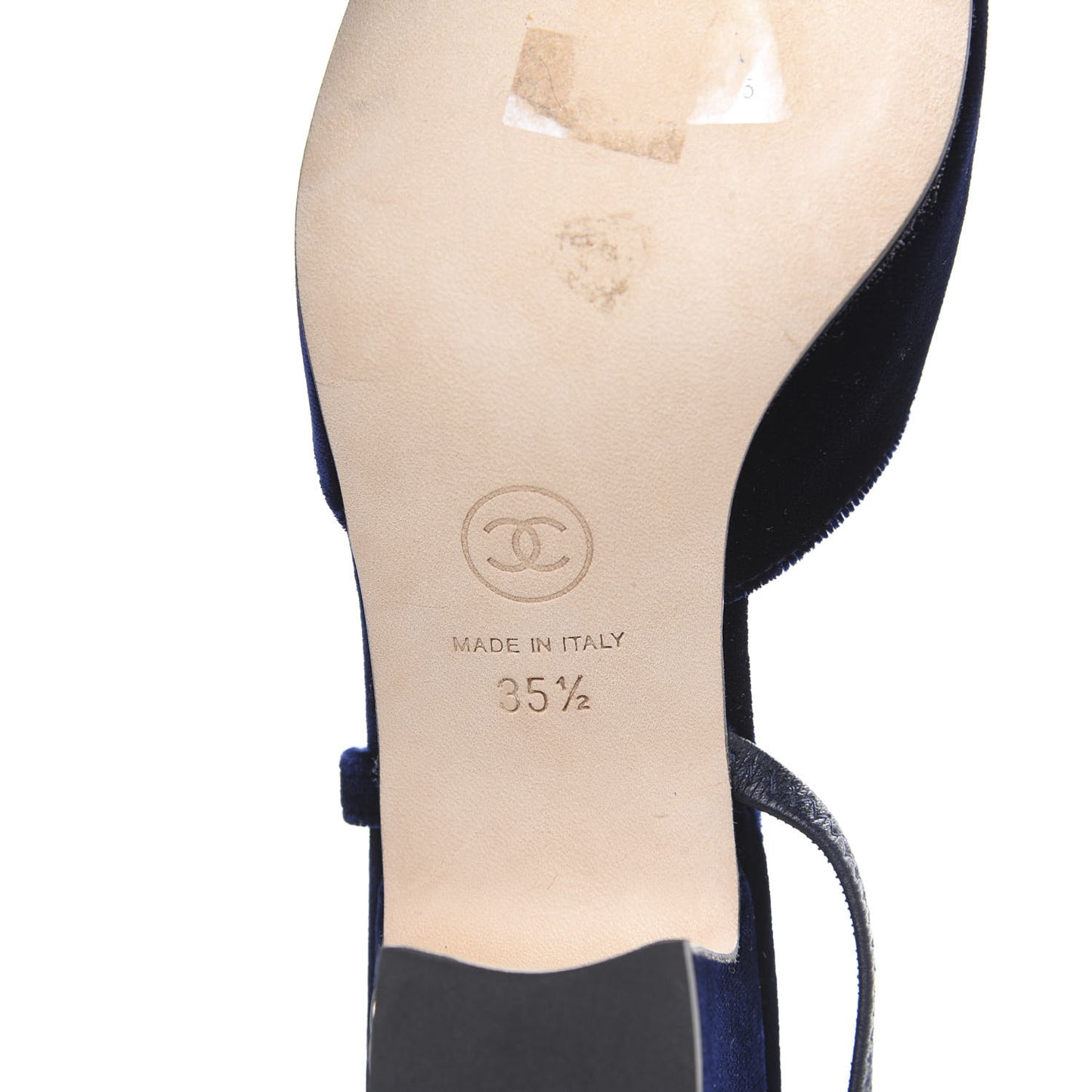 Velvet Grosgrain Cap Toe CC Slingback Pumps 35.5 Blue Black