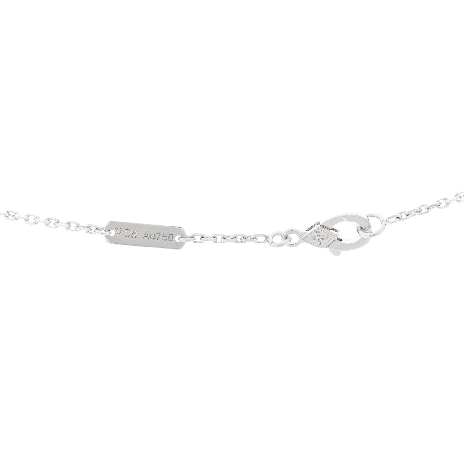 Van Cleef & Arpels 18K White Gold Mother Of Pearl Vintage Alhambra Pendant Necklace 4 of 5