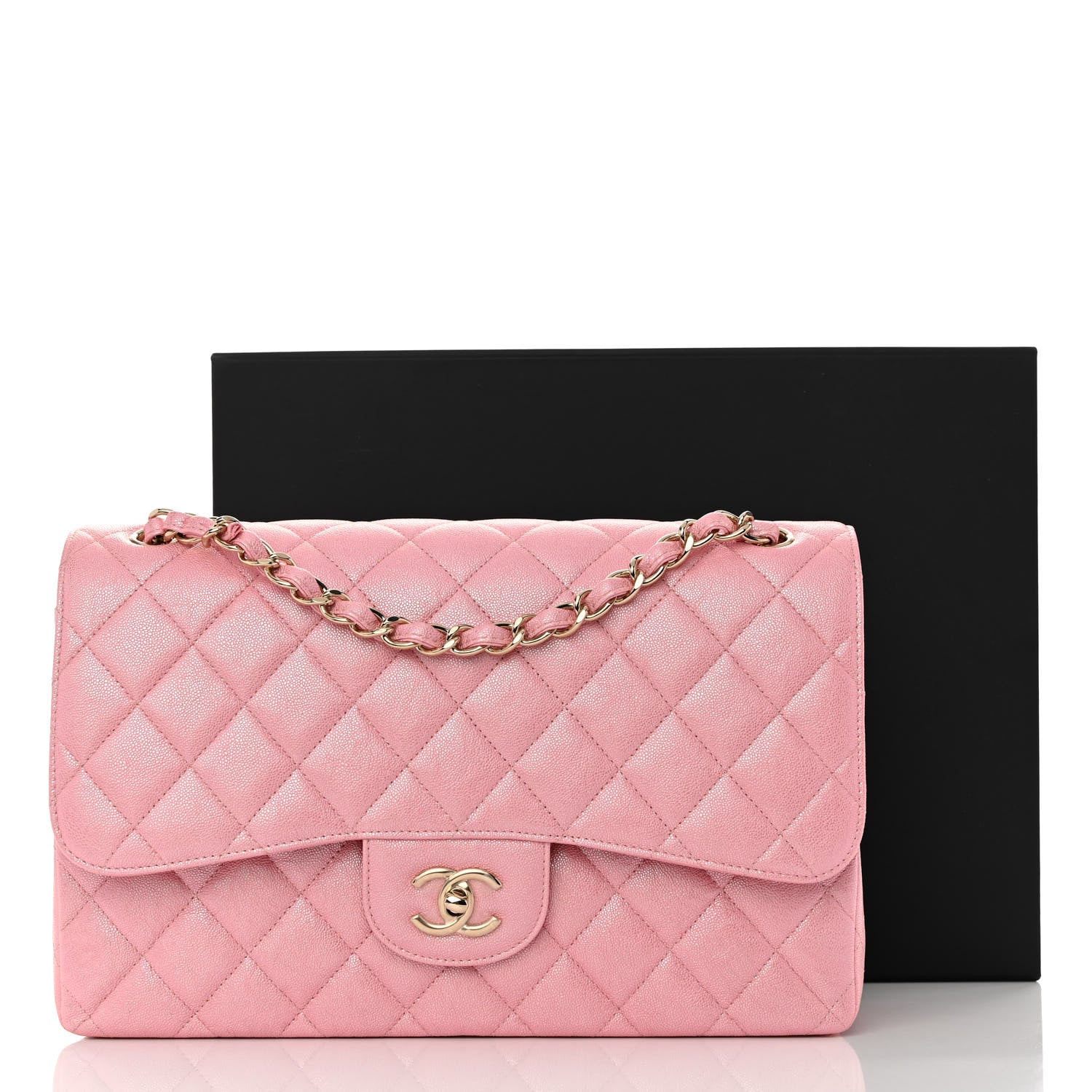 Chanel Iridescent Caviar Quilted Jumbo Double Flap Rose Pink 11 of 11