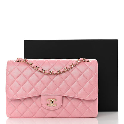 Chanel Iridescent Caviar Quilted Jumbo Double Flap Rose Pink 11 of 11