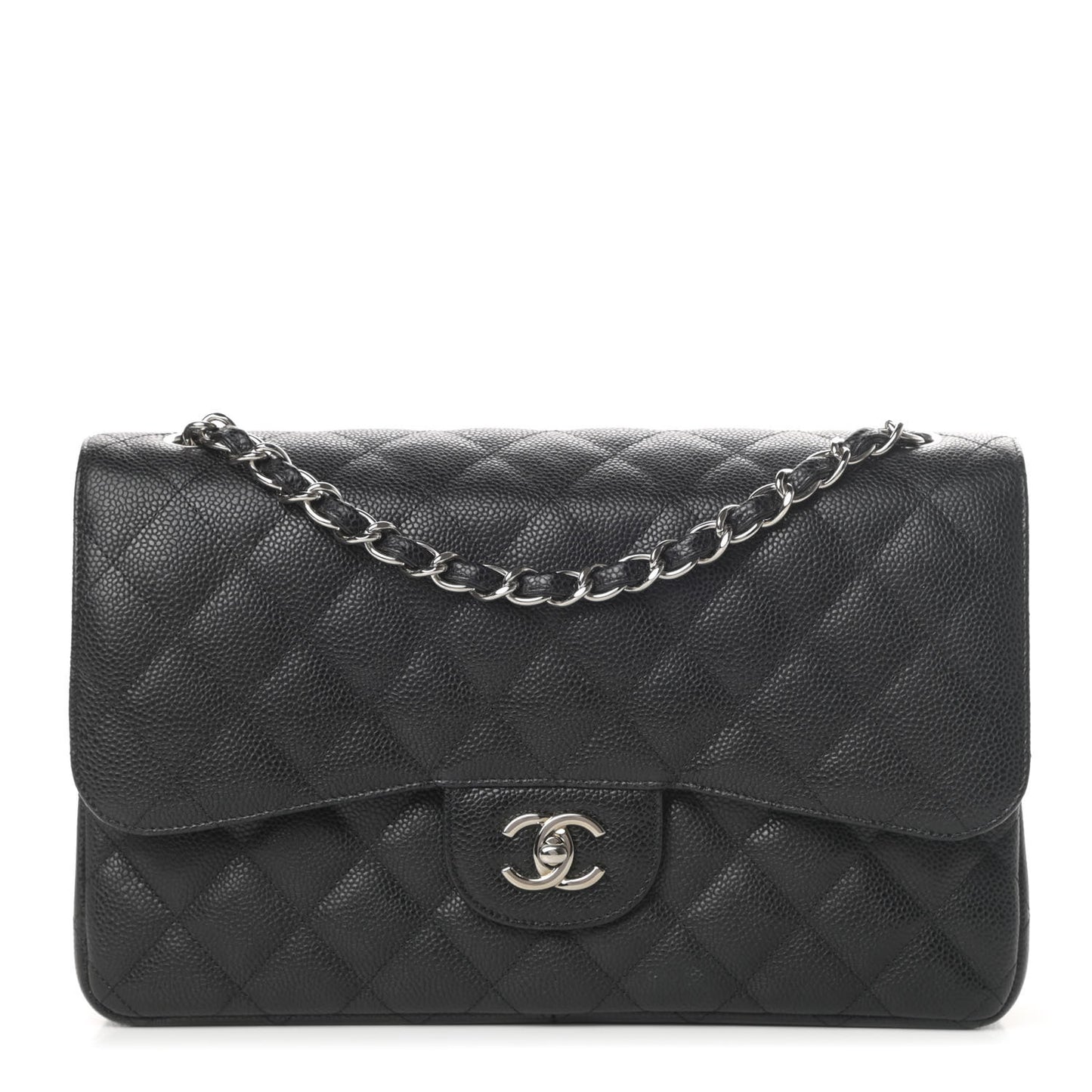 Caviar Quilted Jumbo Double Flap Black