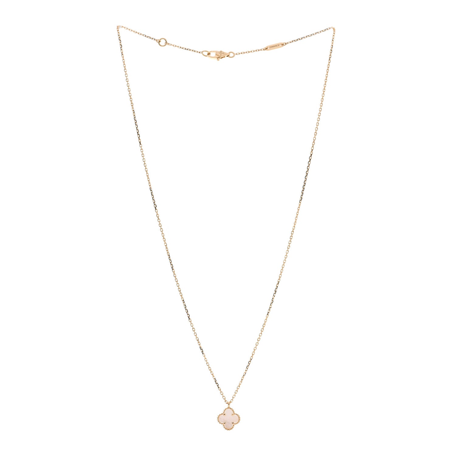 Van Cleef & Arpels 18K Yellow Gold Mother of Pearl Sweet Alhambra Pendant Necklace 3 of 7