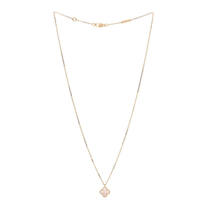 Van Cleef & Arpels 18K Yellow Gold Mother of Pearl Sweet Alhambra Pendant Necklace 3 of 7
