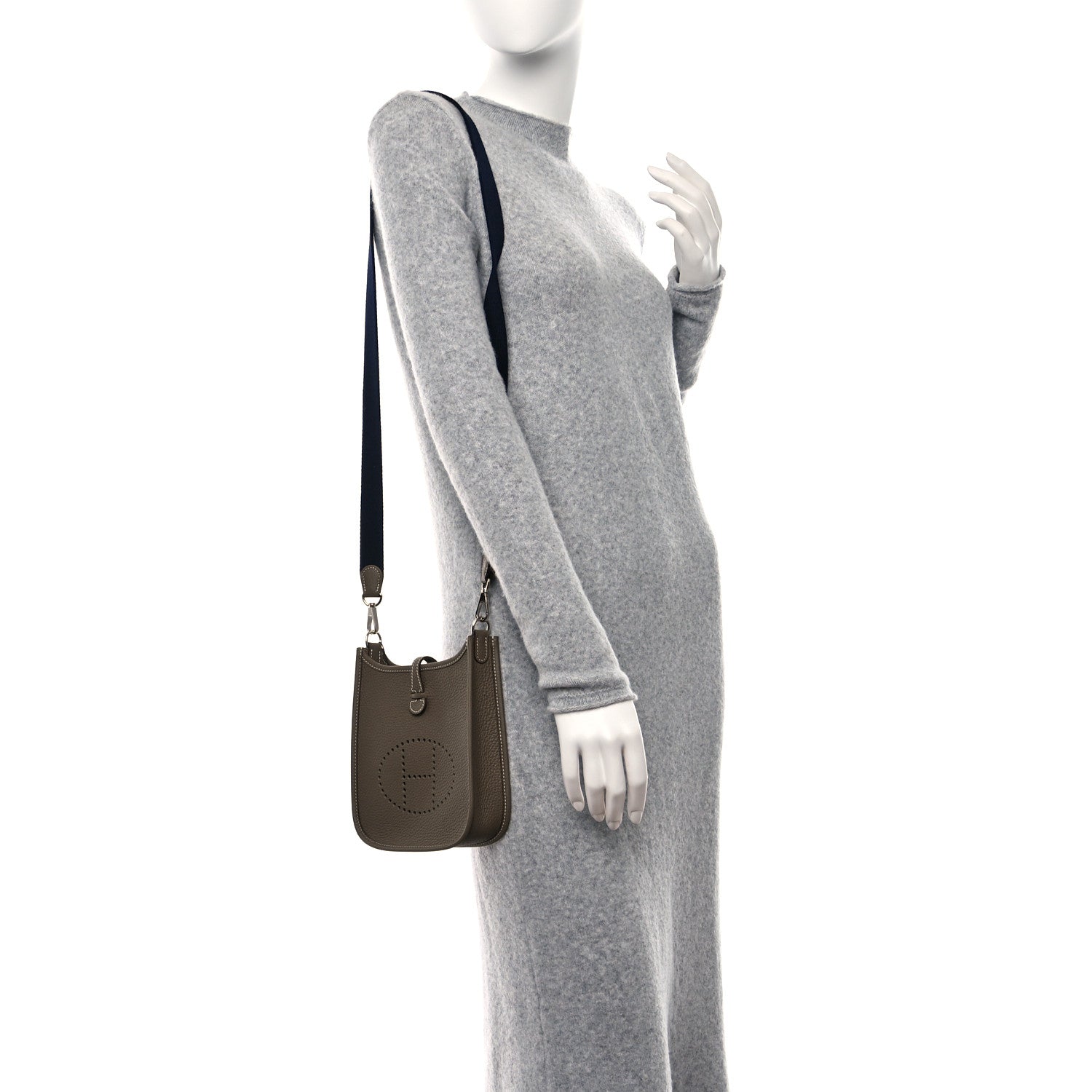 Hermes Taurillon Clemence Amazone Evelyne TPM Etoupe Bleu Indigo 2 of 10