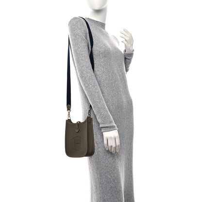 Hermes Taurillon Clemence Amazone Evelyne TPM Etoupe Bleu Indigo 2 of 10