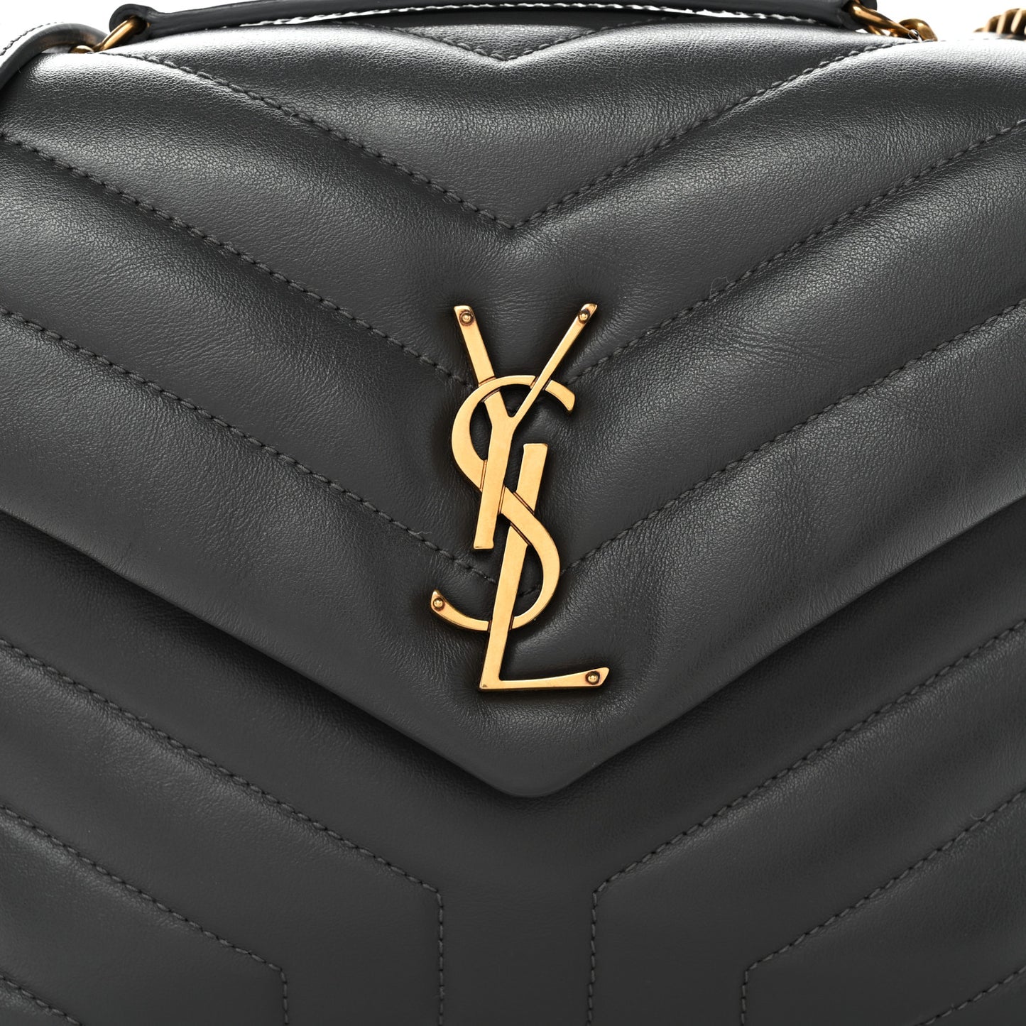 Calfskin Y Quilted Monogram Small Loulou Chain Satchel Storm