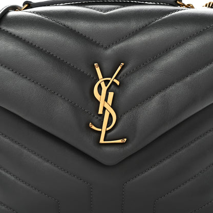 Saint Laurent Calfskin Y Quilted Monogram Small Loulou Chain Satchel Storm 9 of 11