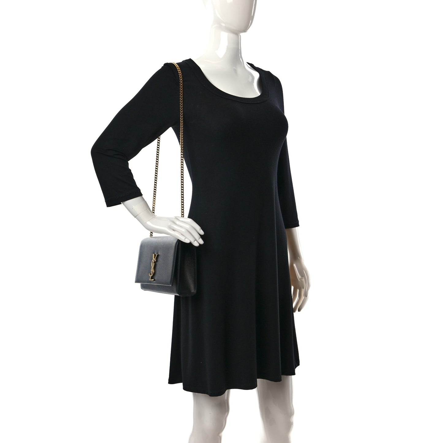 Grain De Poudre Medium Monogram Kate Satchel Black