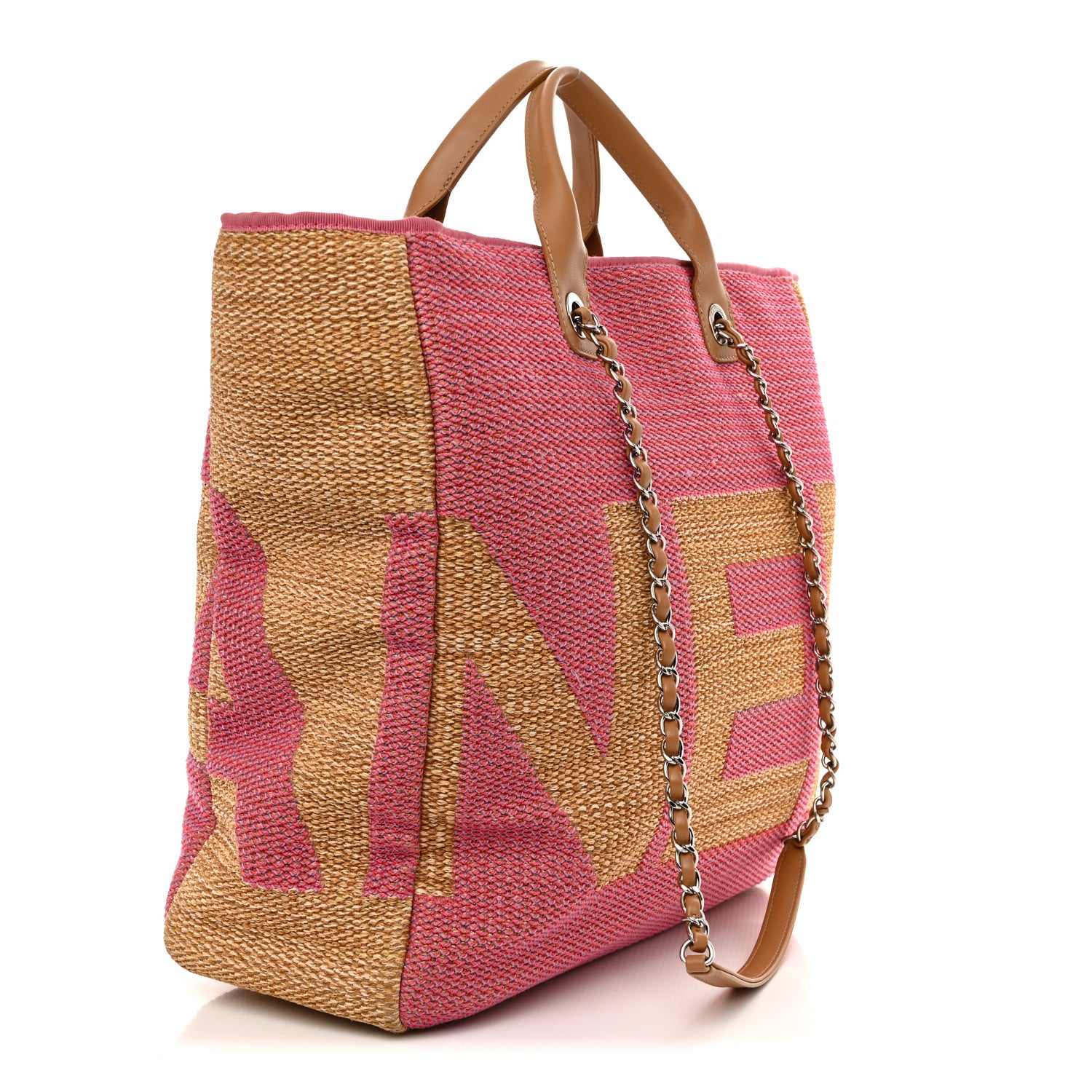 Chanel Mixed Fibers Large Shopping Bag Pink Beige 3 of 14