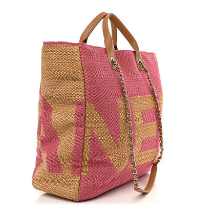 Chanel Mixed Fibers Large Shopping Bag Pink Beige 3 of 14