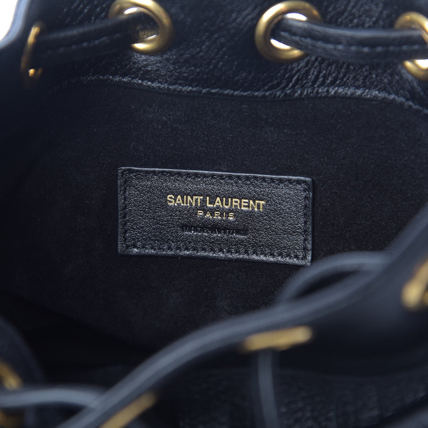 Saint Laurent Calfskin Small Emmanuelle Fringe Bucket Bag Black 7 of 11