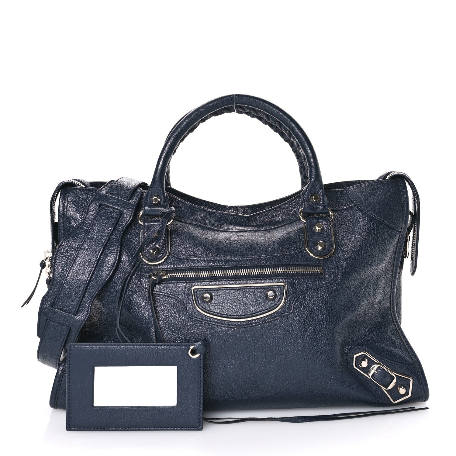 Balenciaga Chevre Silver Metallic Edge Hardware S City Bleu Nuit Dark Sea 2 of 14