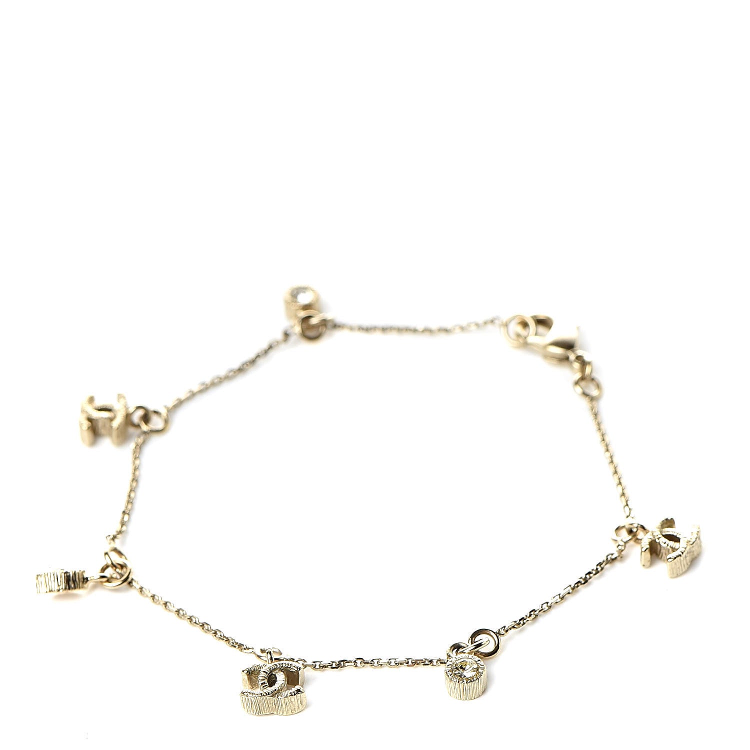 Chanel Crystal Charm CC Bracelet Gold 1 of 5
