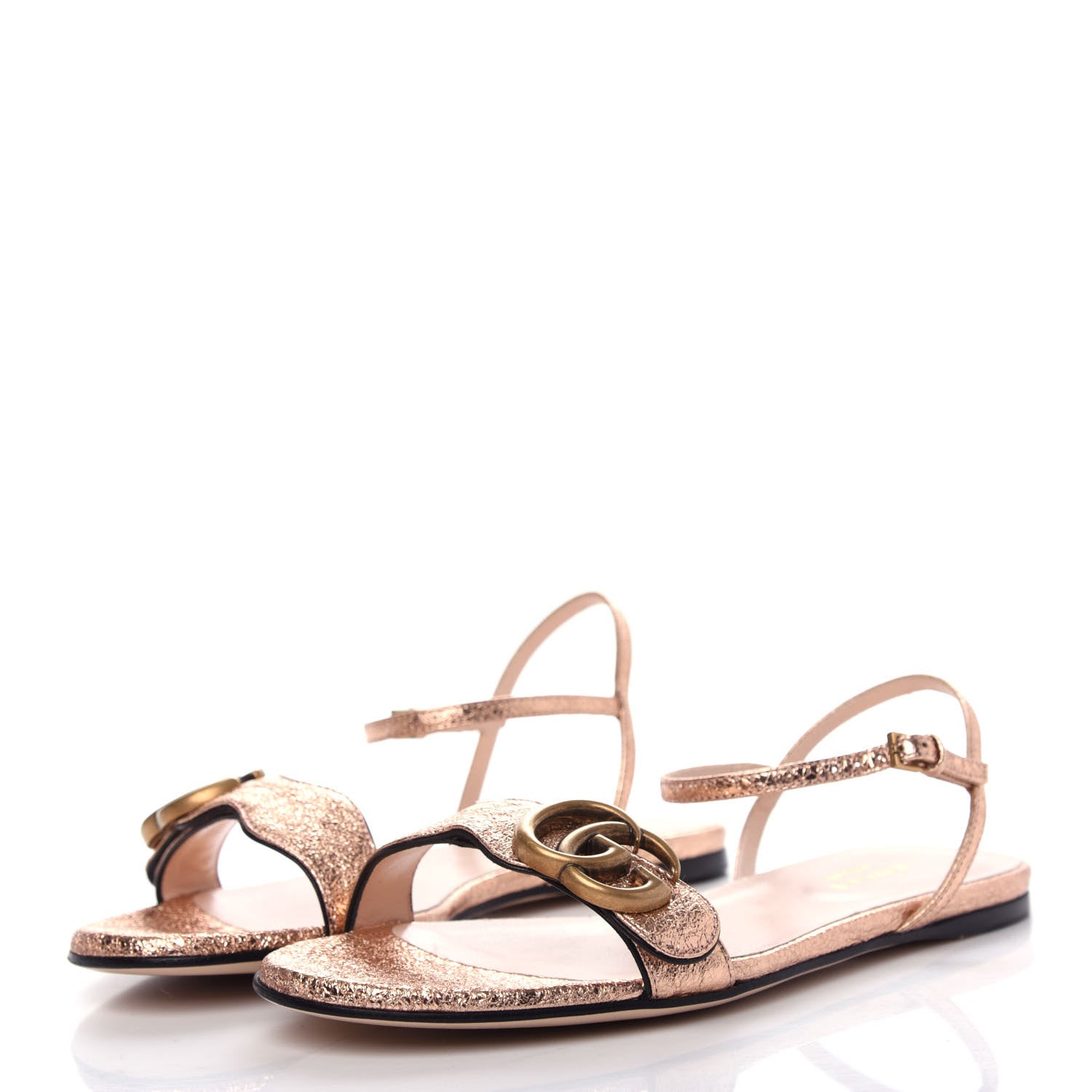 Gucci Galassia GG Marmont Ankle Wrap Flat Sandals 35 Salmone 3 of 9