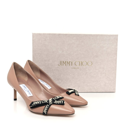 Jimmy Choo Nappa Pointy Toe Romy 60 Bow Pumps 38 Ballet Pink 9 of 9