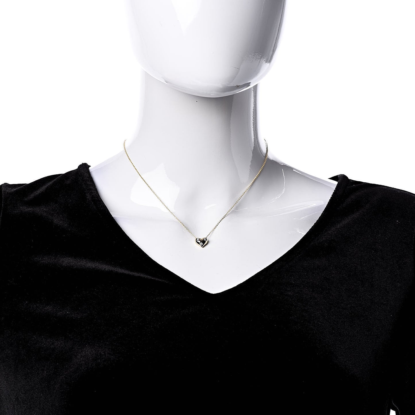 18K Yellow Gold Platinum Diamond Small Etoile Heart Pendant Necklace