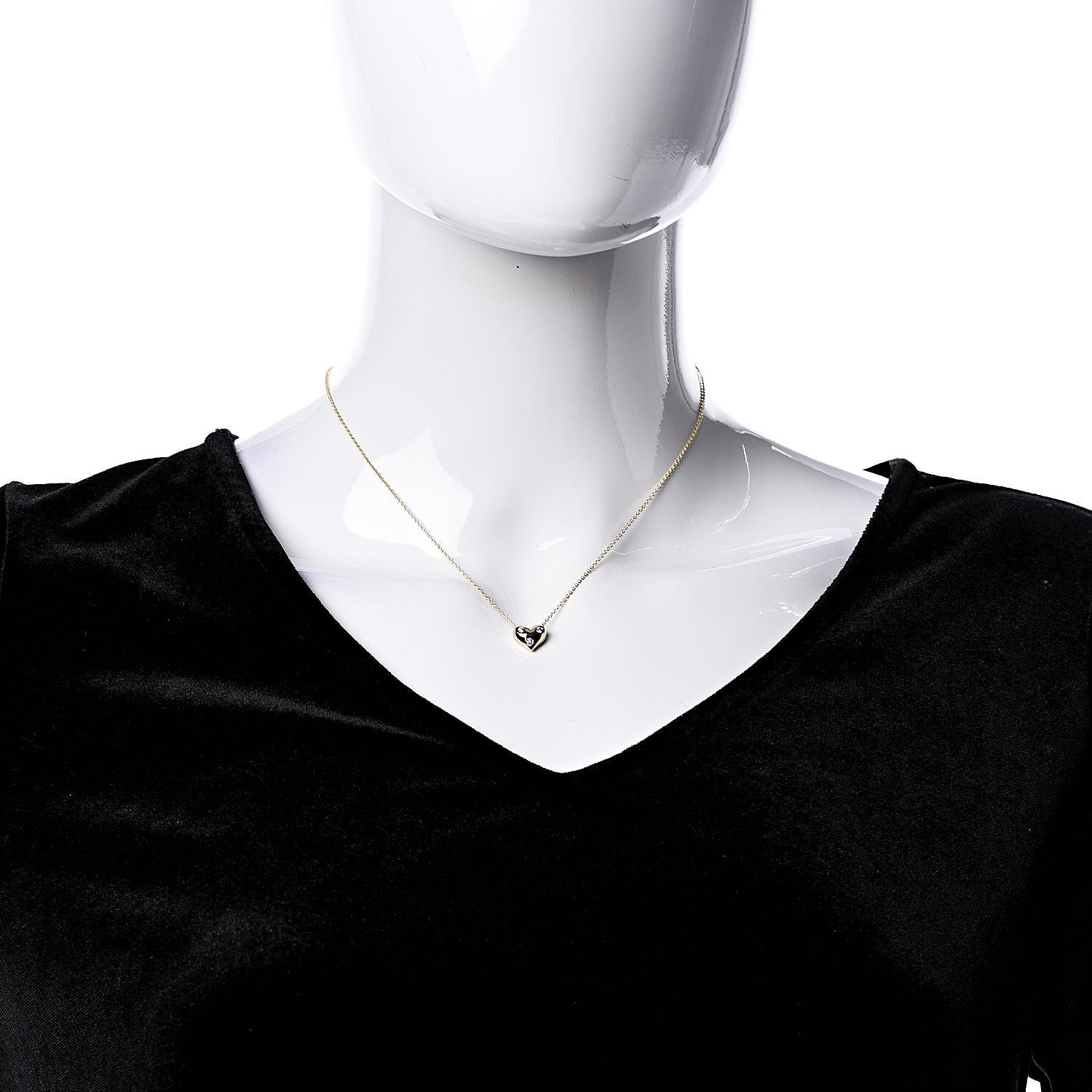 Tiffany 18K Yellow Gold Platinum Diamond Small Etoile Heart Pendant Necklace 2 of 6