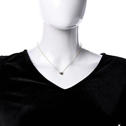 Tiffany 18K Yellow Gold Platinum Diamond Small Etoile Heart Pendant Necklace 2 of 6