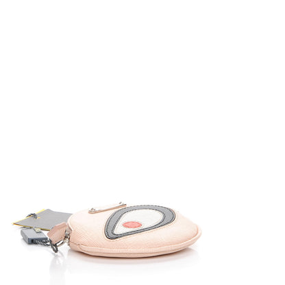 Fendi Saffiano Monster Eye Coin Purse Key Case Rosa Plaster 4 of 7