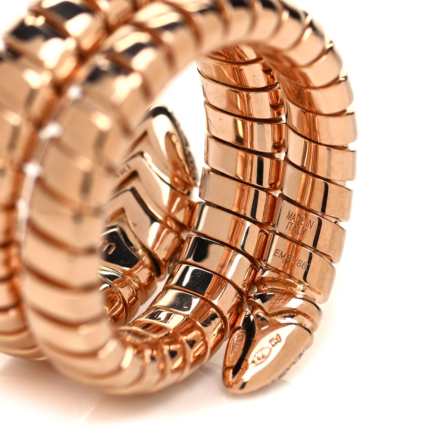 18K Rose Gold Diamond Serpenti Tubogas Band Ring 53 6.5